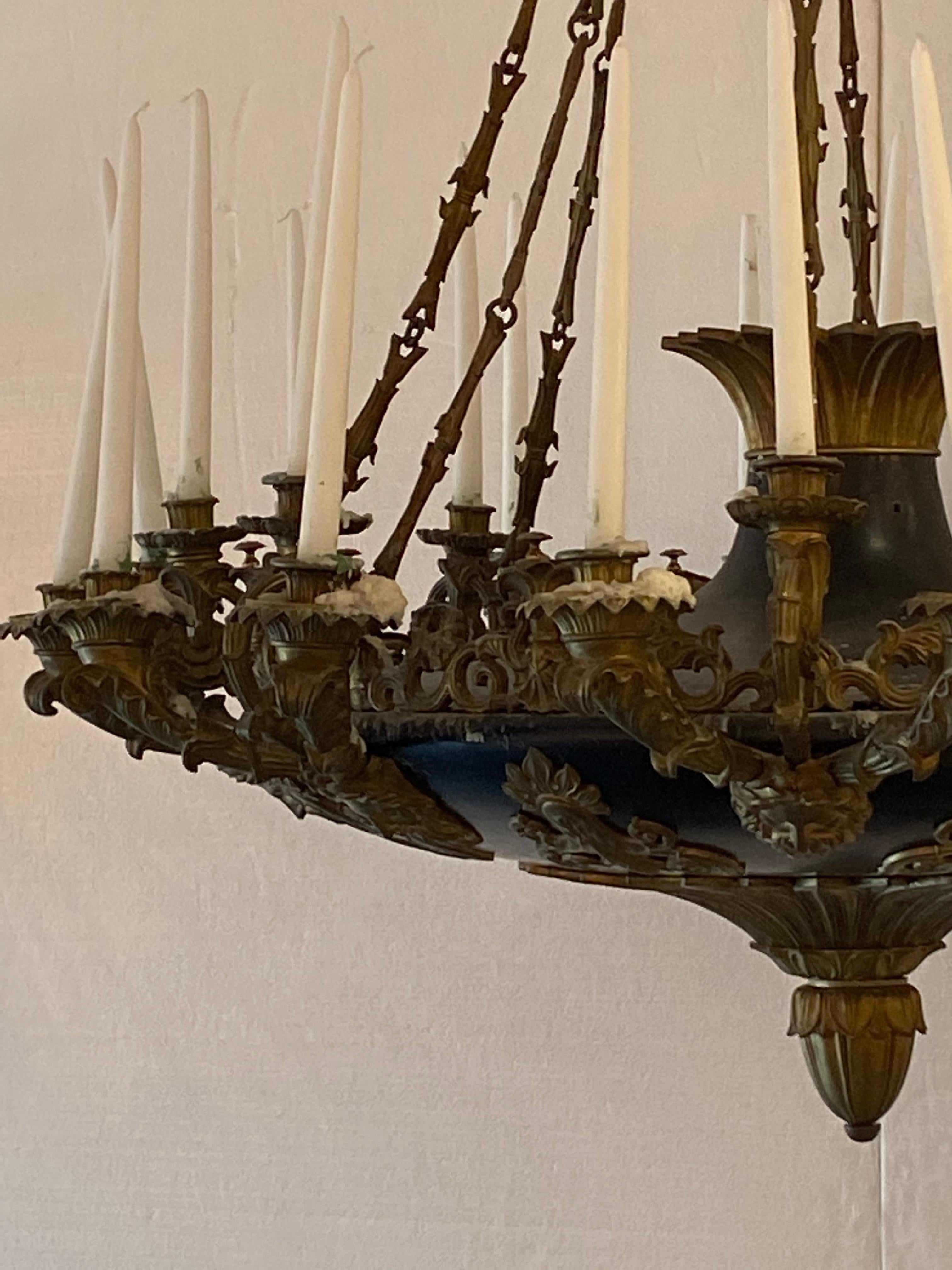 Empire French Antique Bronze Chandelier For Sale