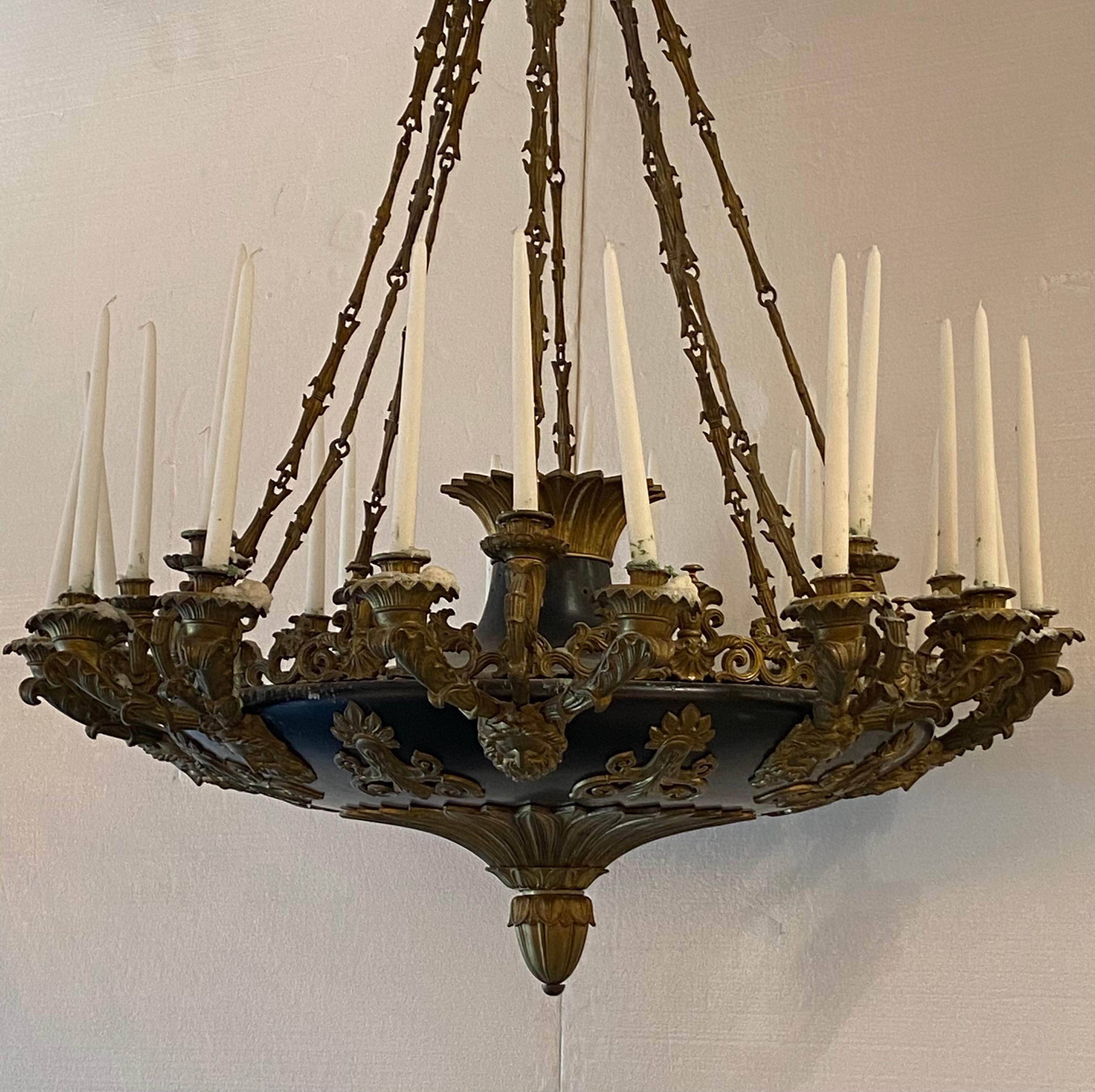 19th Century French Antique Bronze Chandelier For Sale