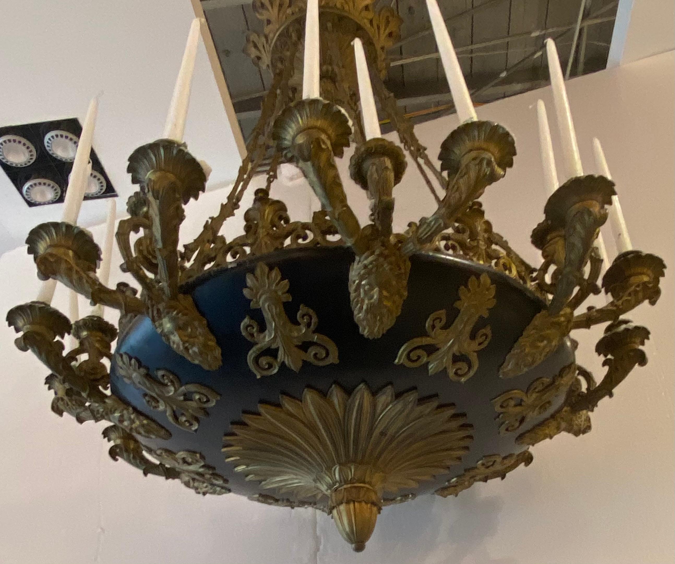 French Antique Bronze Chandelier For Sale 1