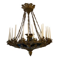 Lampadario francese in bronzo antico