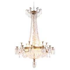 French Antique Bronze Crystal Chandelier from the 1880s