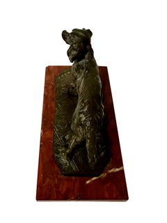 French Antique Bronze Dog Sculpture Signed