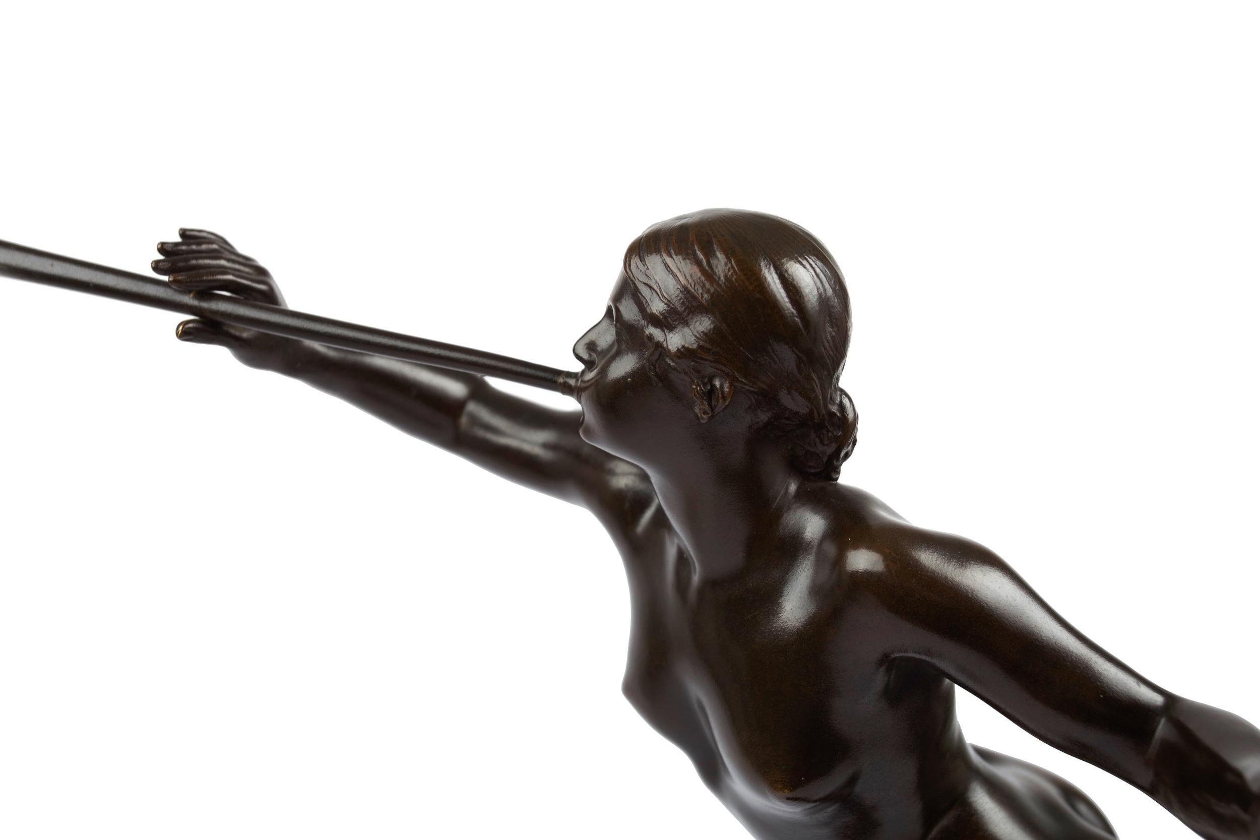 Französische antike Bronze „La Renommée“ „Fame“ von Alexandre Falguiere & Susse im Angebot 5