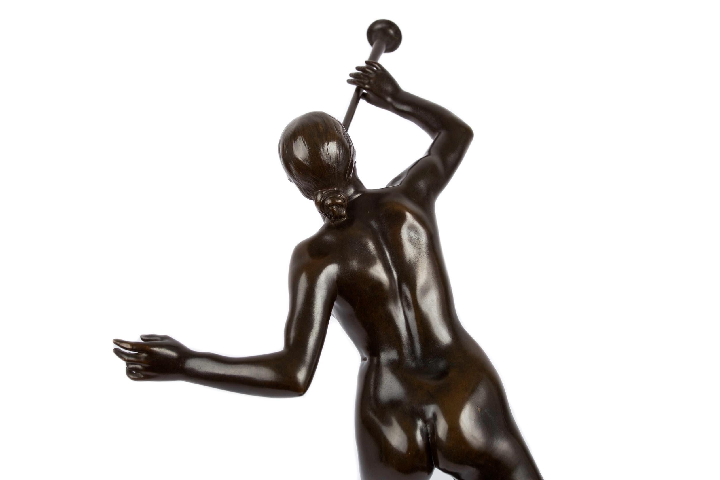 Französische antike Bronze „La Renommée“ „Fame“ von Alexandre Falguiere & Susse im Angebot 6