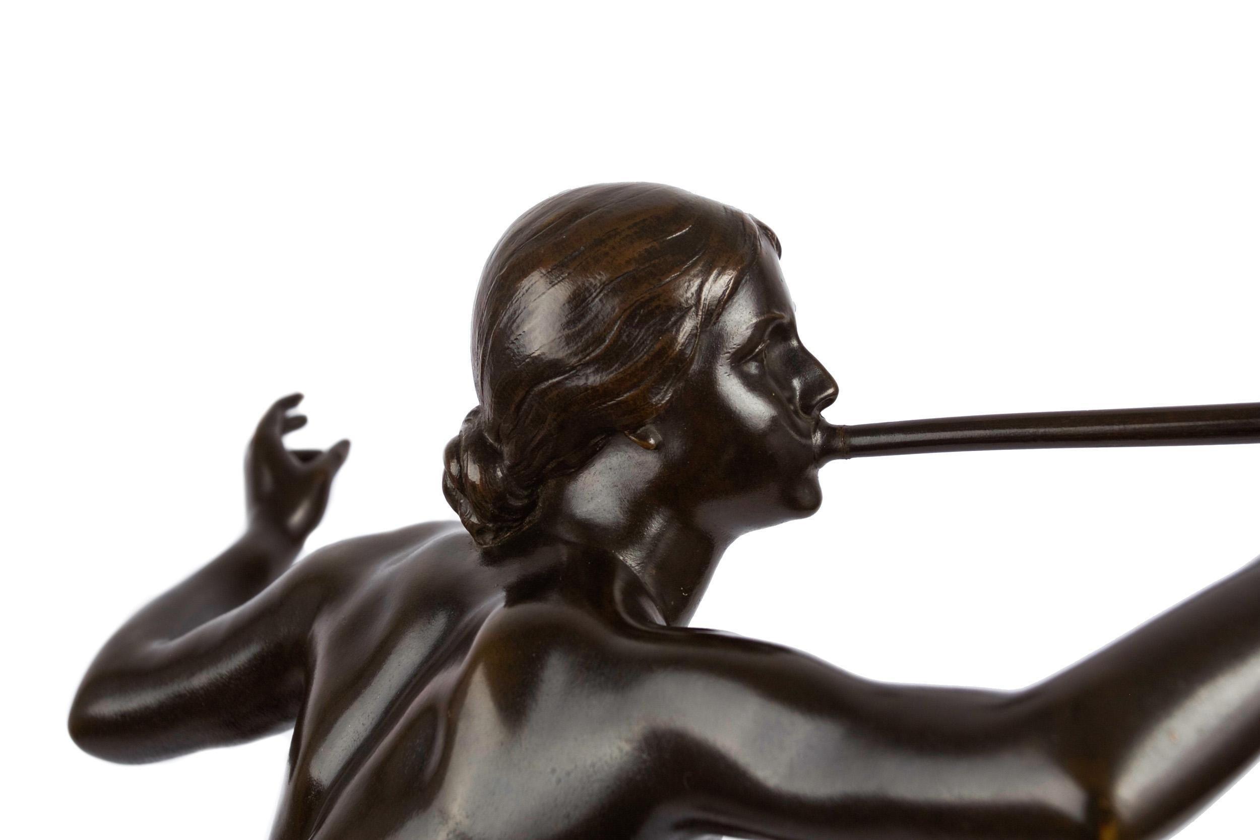 Französische antike Bronze „La Renommée“ „Fame“ von Alexandre Falguiere & Susse im Angebot 7