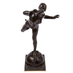 French Antique Bronze "La Renommée" 'Fame' by Alexandre Falguiere & Susse