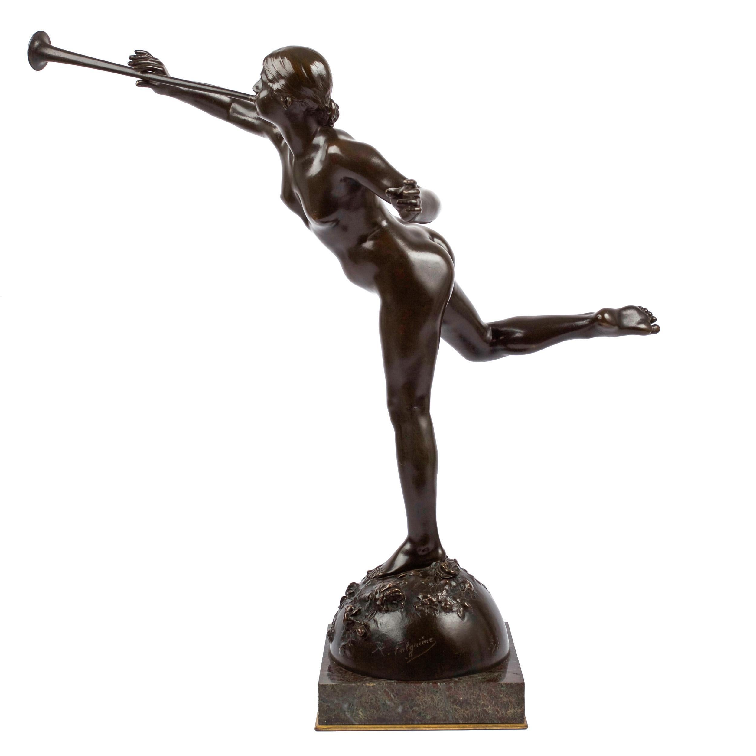 Romantique Bronze ancien français « La Renommée » (Fame) d'Alexandre Falguiere & Susse en vente