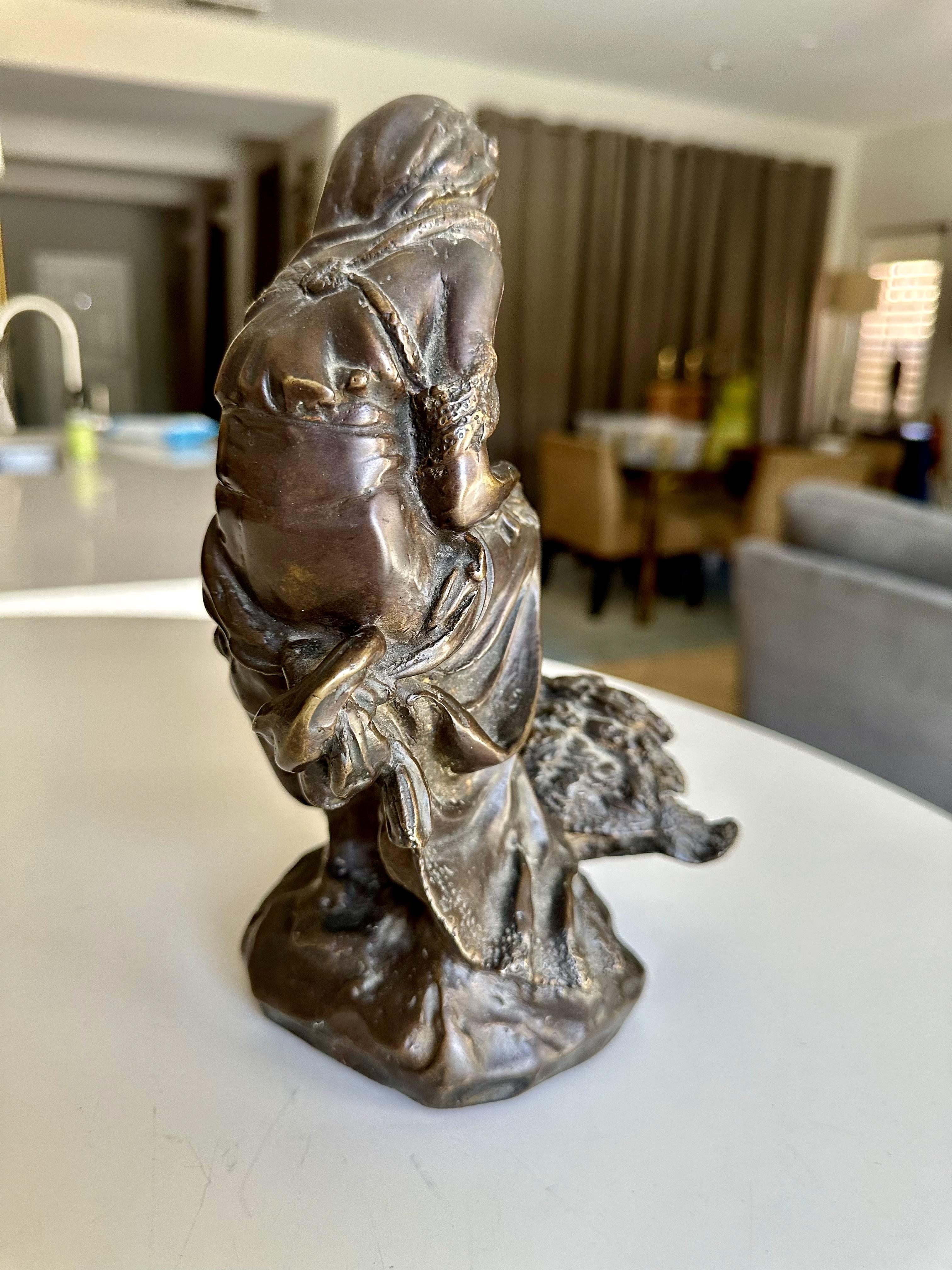 19th Century French Antique Bronze Neoclassic Women & Child Statue. For Sale