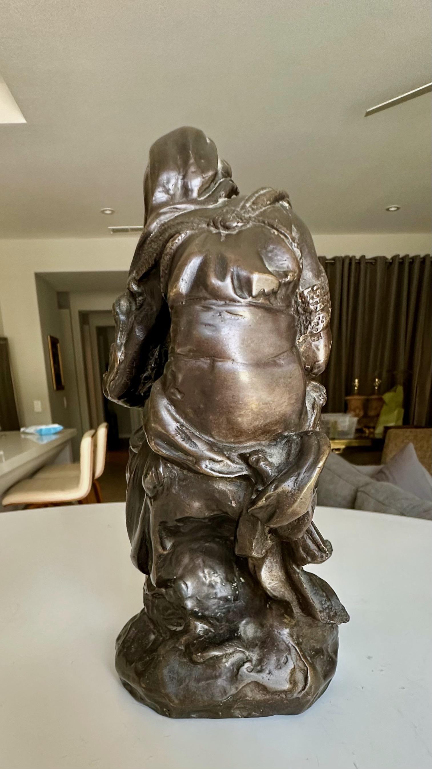 French Antique Bronze Neoclassic Women & Child Statue. For Sale 2