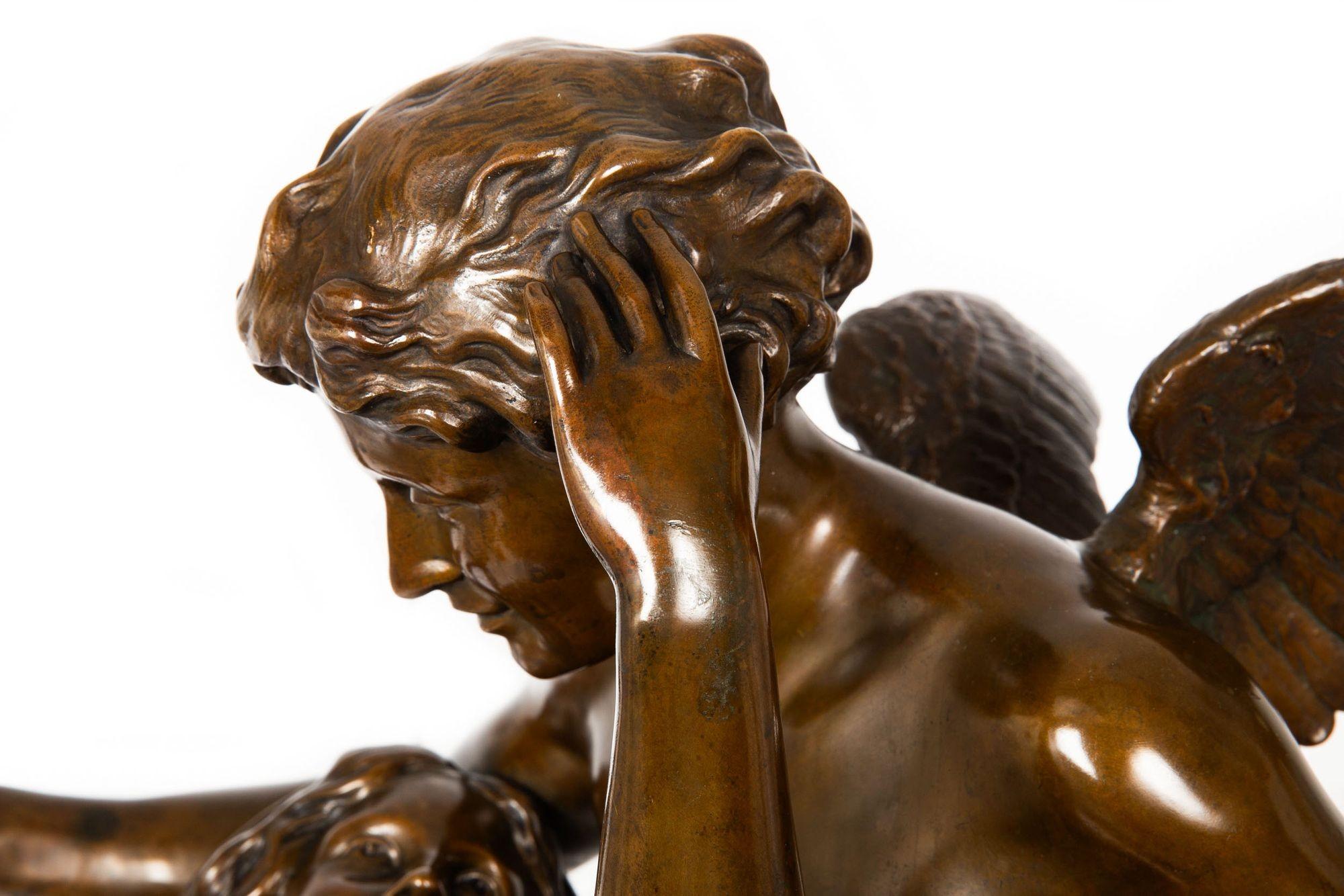 Französische antike Bronzeskulptur „Awakening of Nature“ aus Bronze von Emile Picault im Angebot 9