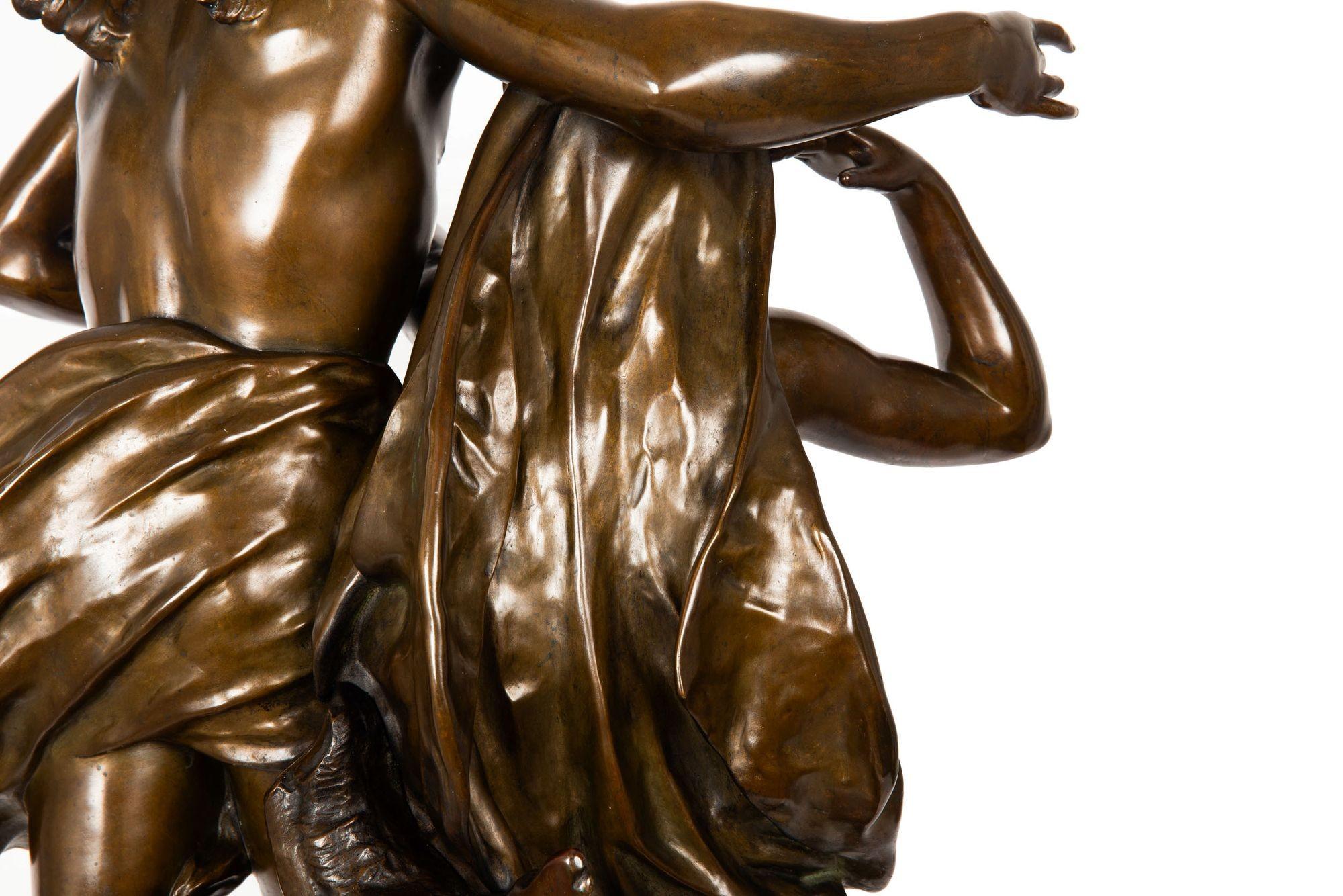Französische antike Bronzeskulptur „Awakening of Nature“ aus Bronze von Emile Picault im Angebot 12
