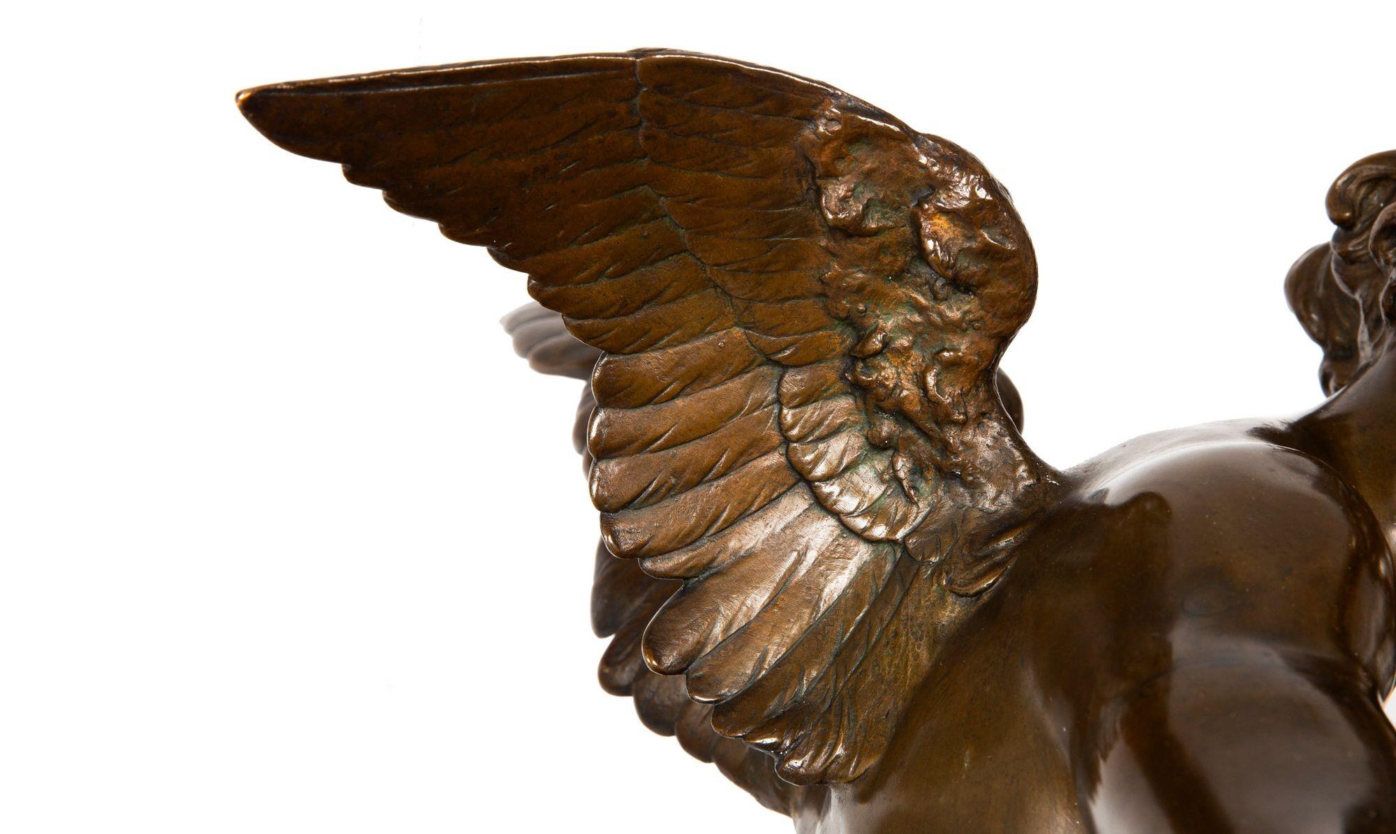 Französische antike Bronzeskulptur „Awakening of Nature“ aus Bronze von Emile Picault im Angebot 13