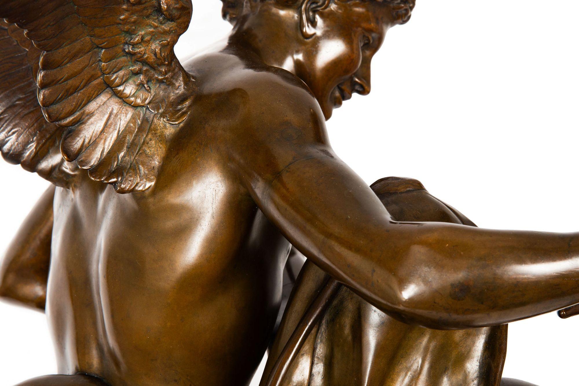 Französische antike Bronzeskulptur „Awakening of Nature“ aus Bronze von Emile Picault im Angebot 14