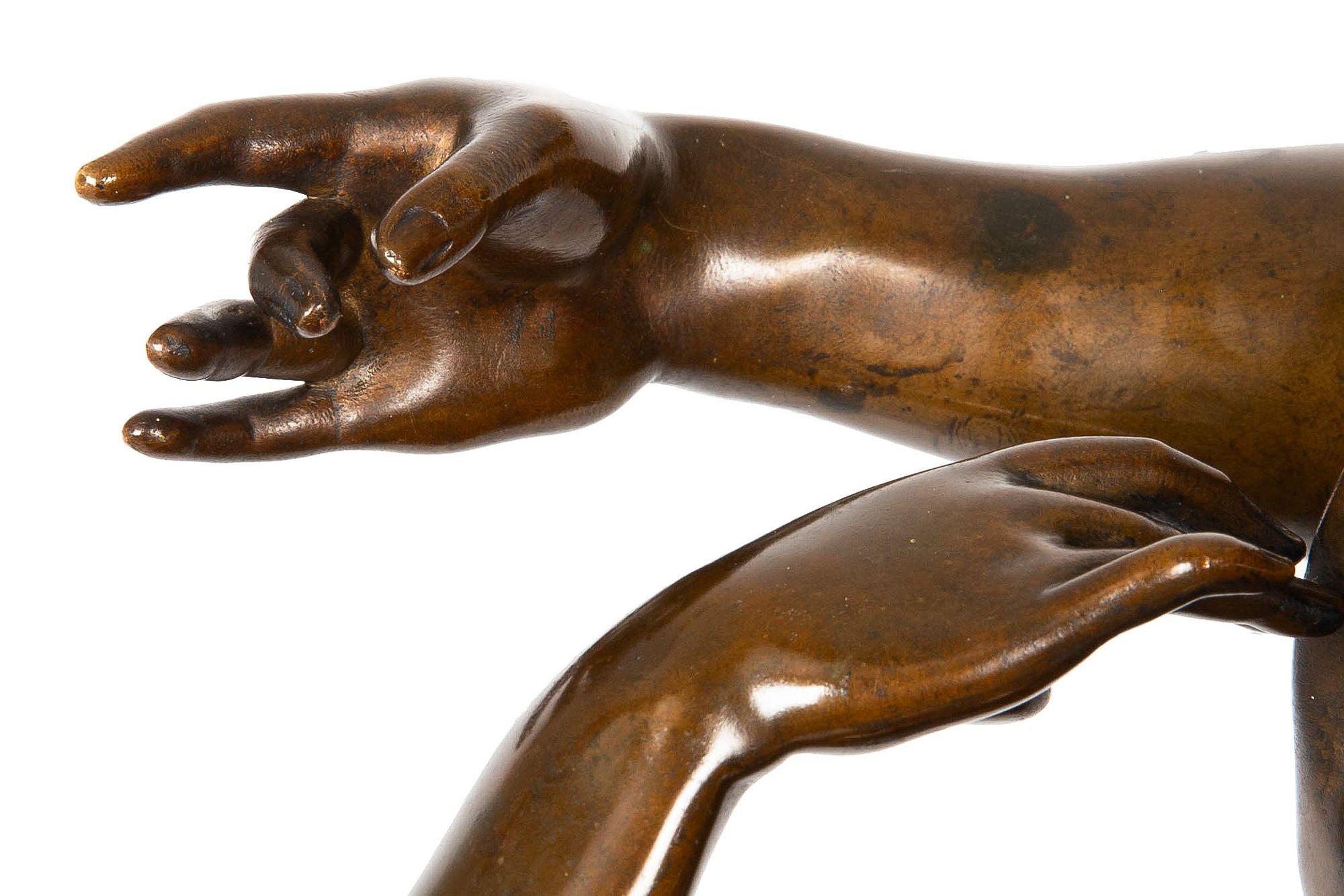 Französische antike Bronzeskulptur „Awakening of Nature“ aus Bronze von Emile Picault im Angebot 15
