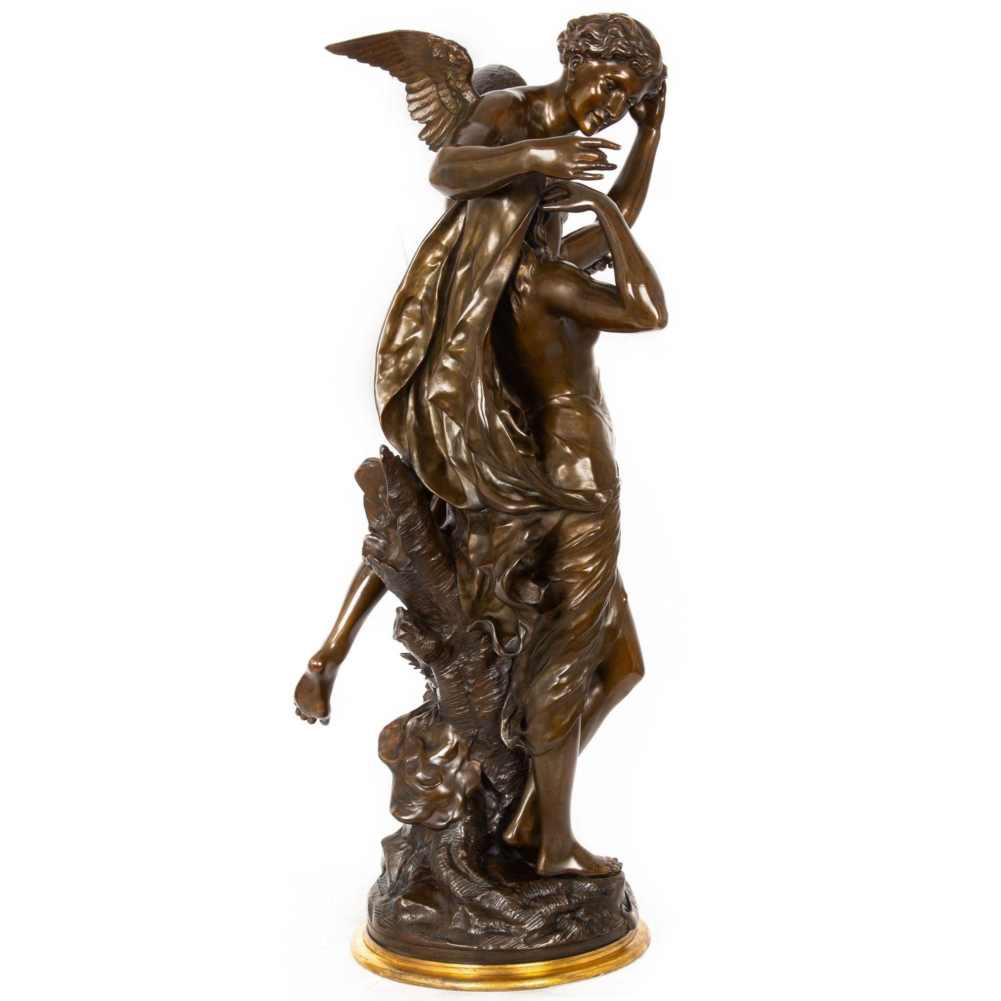 Französische antike Bronzeskulptur „Awakening of Nature“ aus Bronze von Emile Picault (Romantik) im Angebot