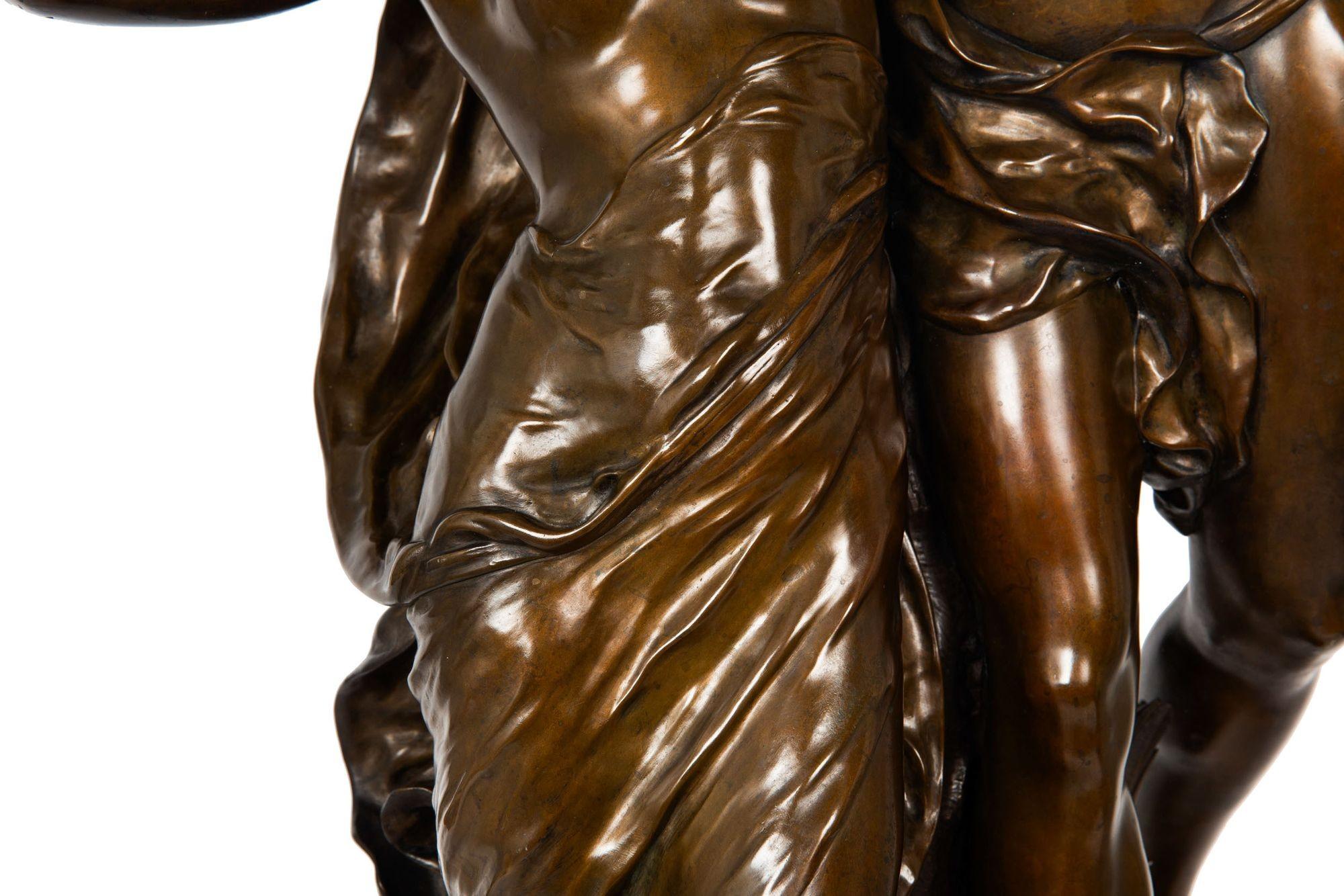 Französische antike Bronzeskulptur „Awakening of Nature“ aus Bronze von Emile Picault im Angebot 2
