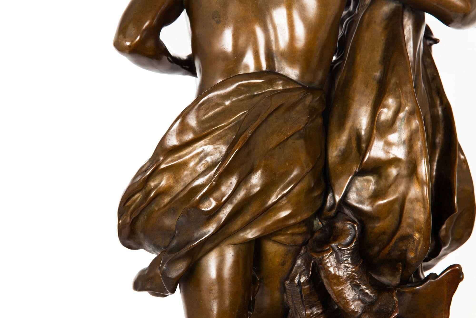 Französische antike Bronzeskulptur „Awakening of Nature“ aus Bronze von Emile Picault im Angebot 4