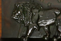 French Antique Bronze Sculpture Bas-Relief "Lion of the Zodiac" by Antoine-Louis