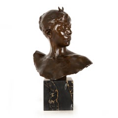 French Antique Bronze Sculpture Bust of Diana by Falguiere ca. 1880