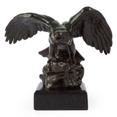 French Antique Bronze Sculpture "Eagle" after Antoine-Louis Barye, Barbedienne