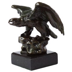 French Antique Bronze Sculpture "Eagle" after Antoine-Louis Barye, Barbedienne