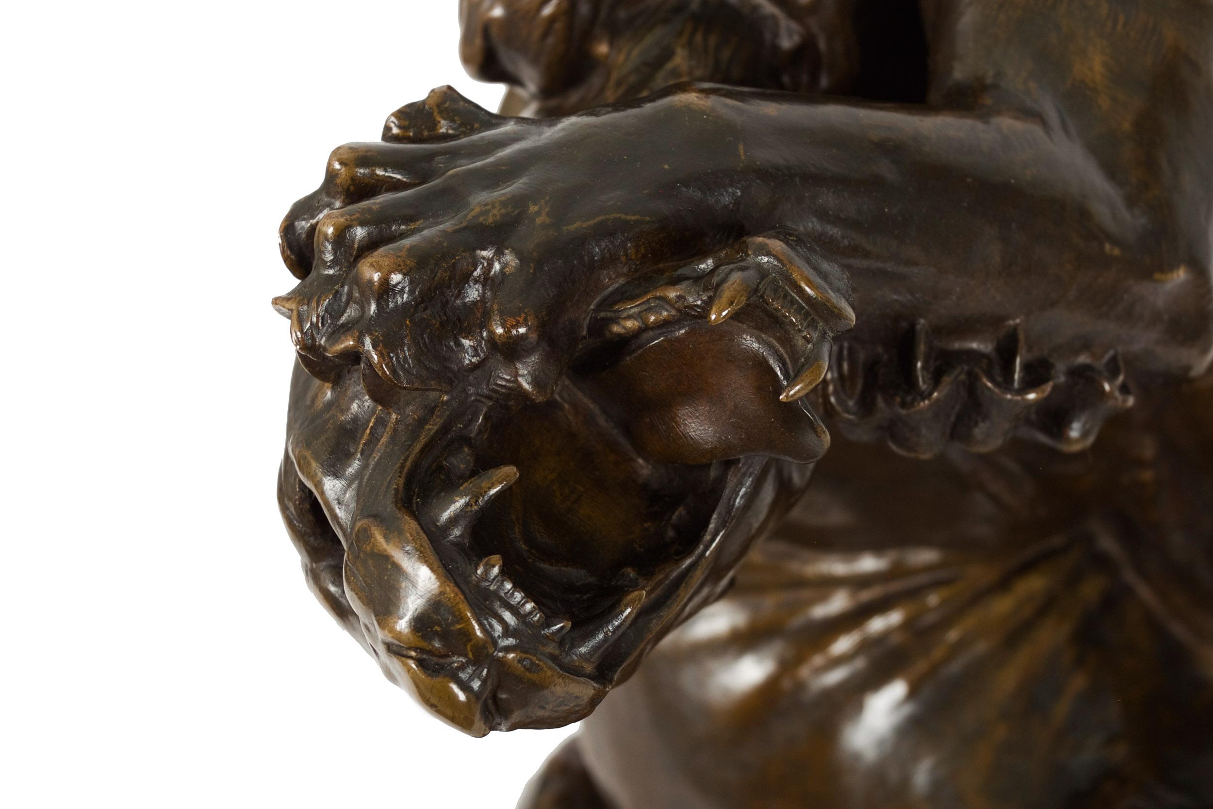 Sculpture française ancienne en bronze « Fighting Panthers » de Georges Gardet & Thiebaut 2