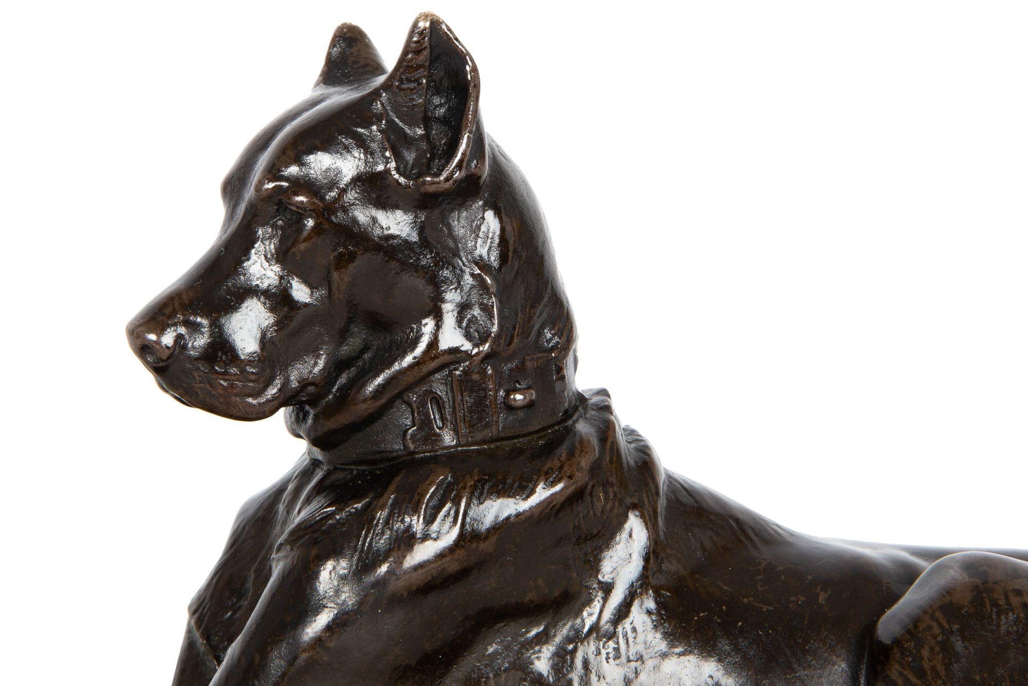 French Antique Bronze Sculpture “Great Dane” by Georges Gardet In Good Condition For Sale In Shippensburg, PA