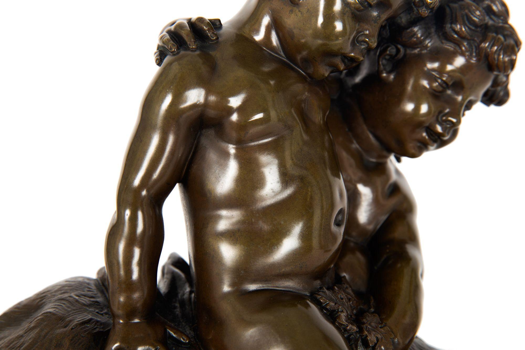Französische antike Bronzeskulpturgruppe Drei Putto aus Bronze nach Claude Michel Clodion im Angebot 4