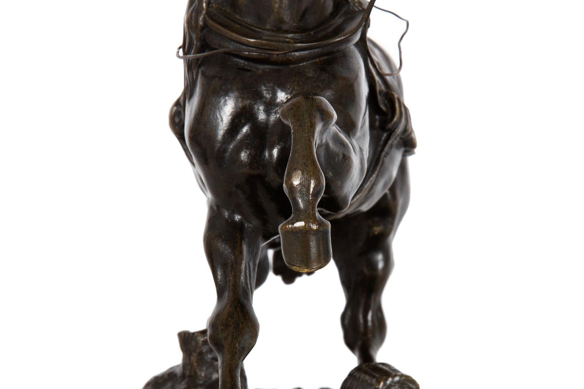 French Antique Bronze Sculpture “Halting Stallion” Horse by Pierre Lenordez For Sale 11