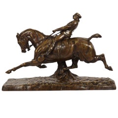 Sculpture française en bronze ancien "Horse and Groom" d'après Emmanuel de Santa Coloma