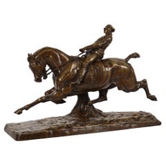 Französische antike Bronzeskulptur „Horse and Groom“ nach Emmanuel de Santa Coloma