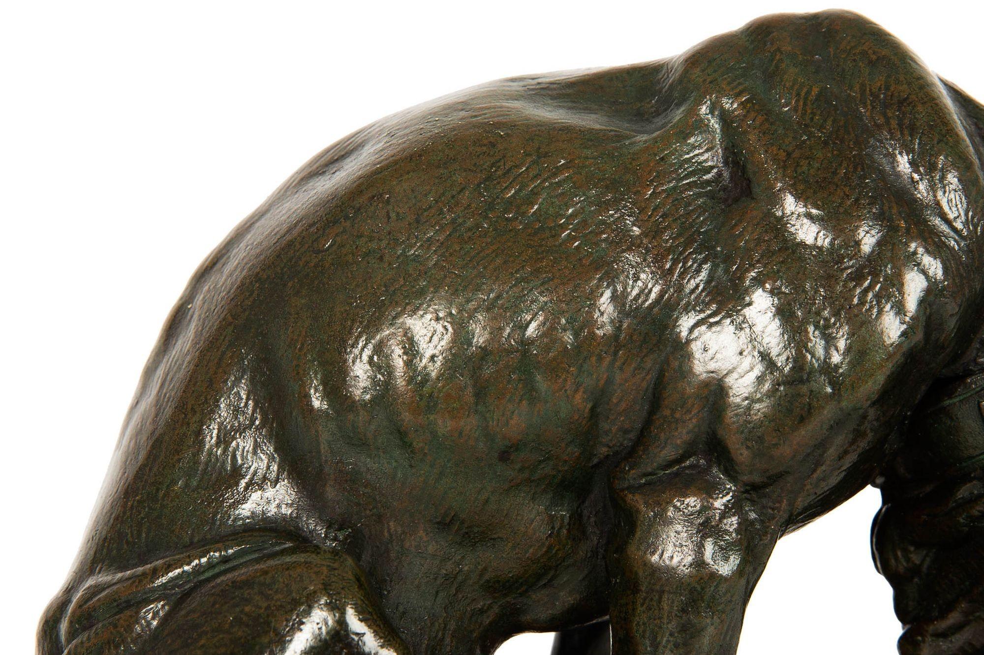 French Antique Bronze Sculpture “Hound & Tortoise” by Henri Jacquemart For Sale 5