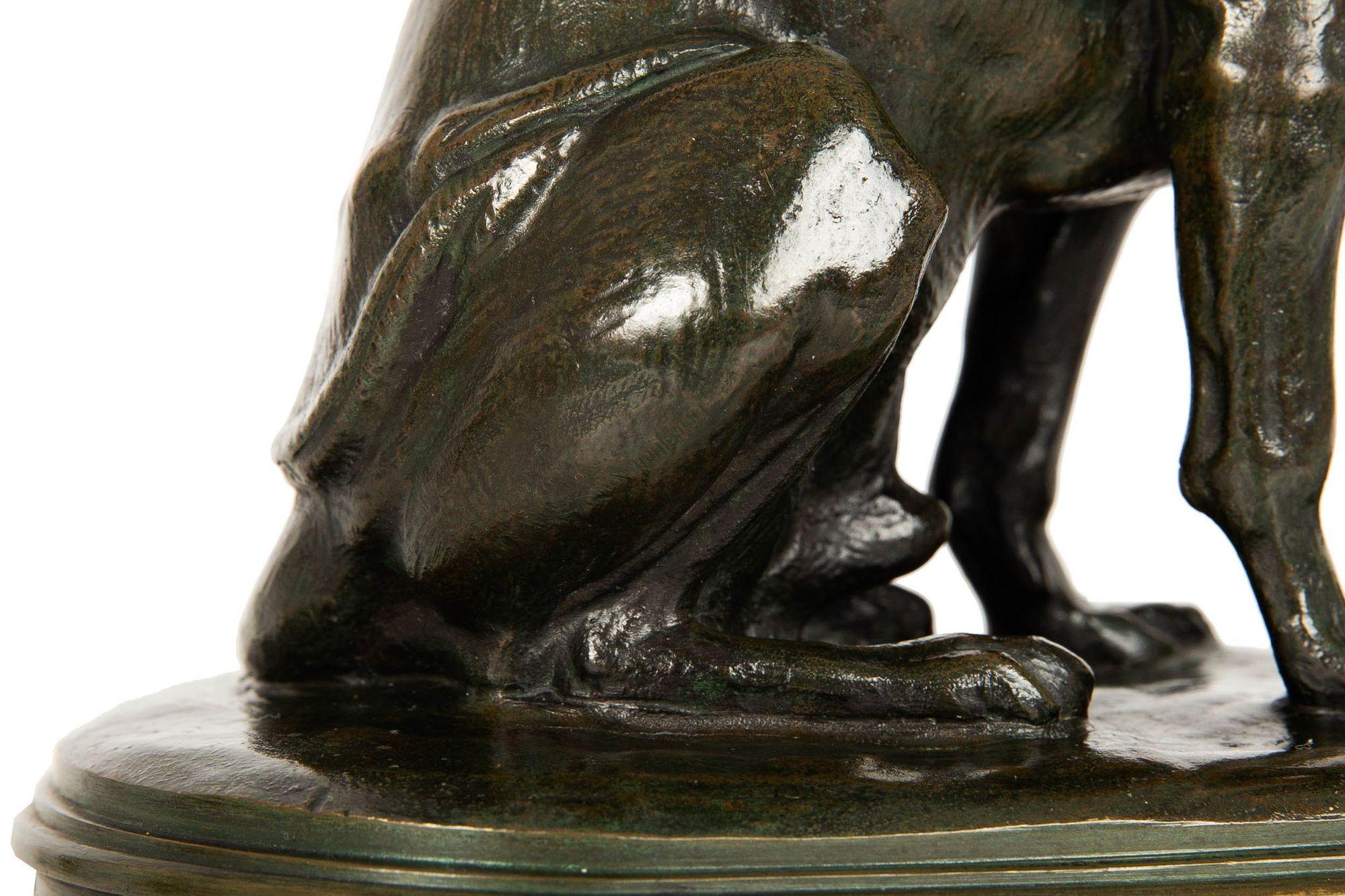 French Antique Bronze Sculpture “Hound & Tortoise” by Henri Jacquemart For Sale 9