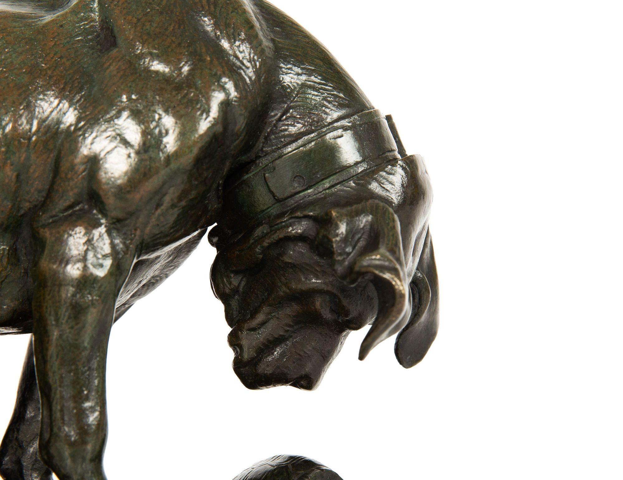 French Antique Bronze Sculpture “Hound & Tortoise” by Henri Jacquemart For Sale 4