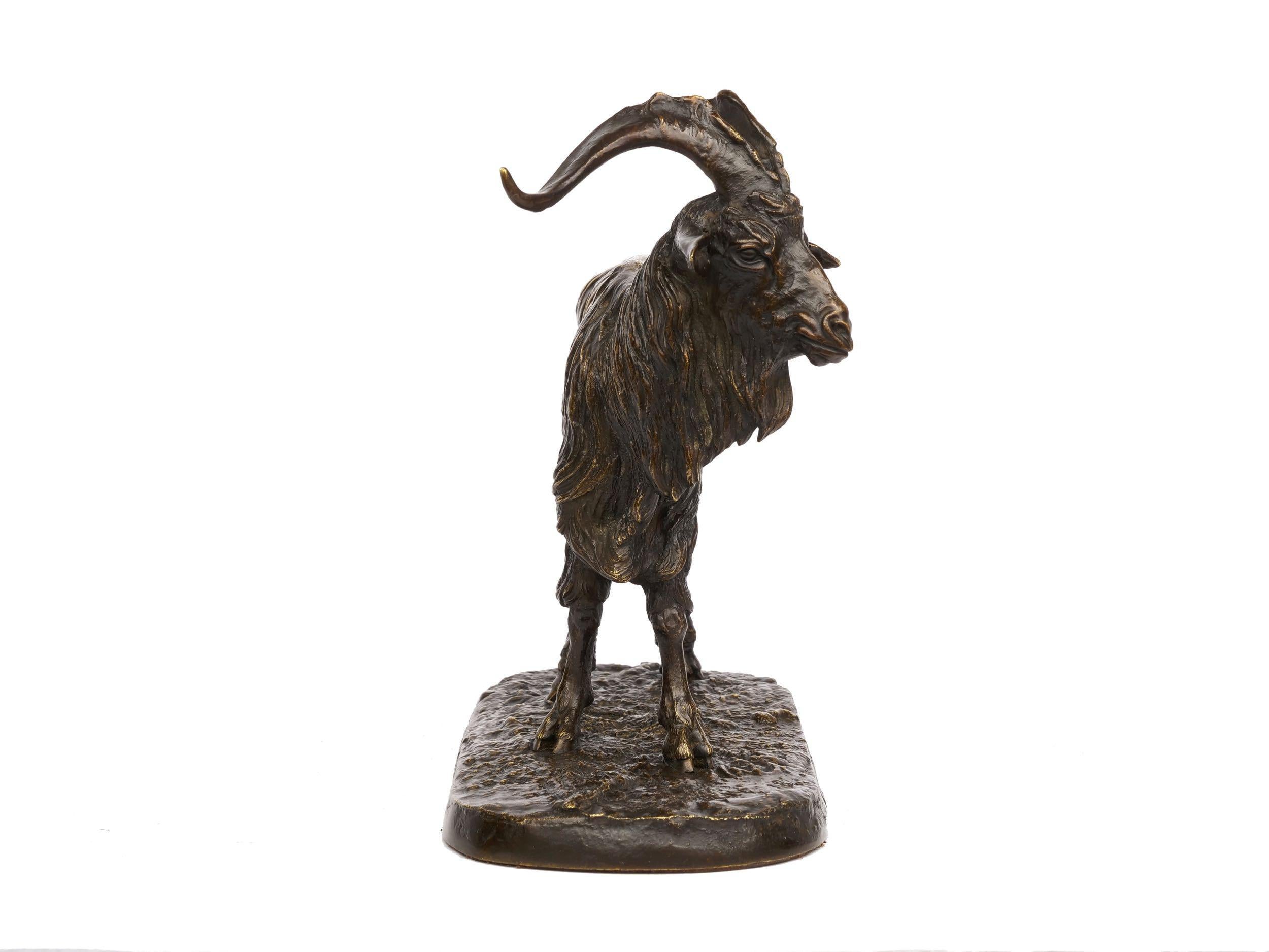 19th Century French Antique Bronze Sculpture “Le Bouc no. 1” Goat by Pierre Jules Mene