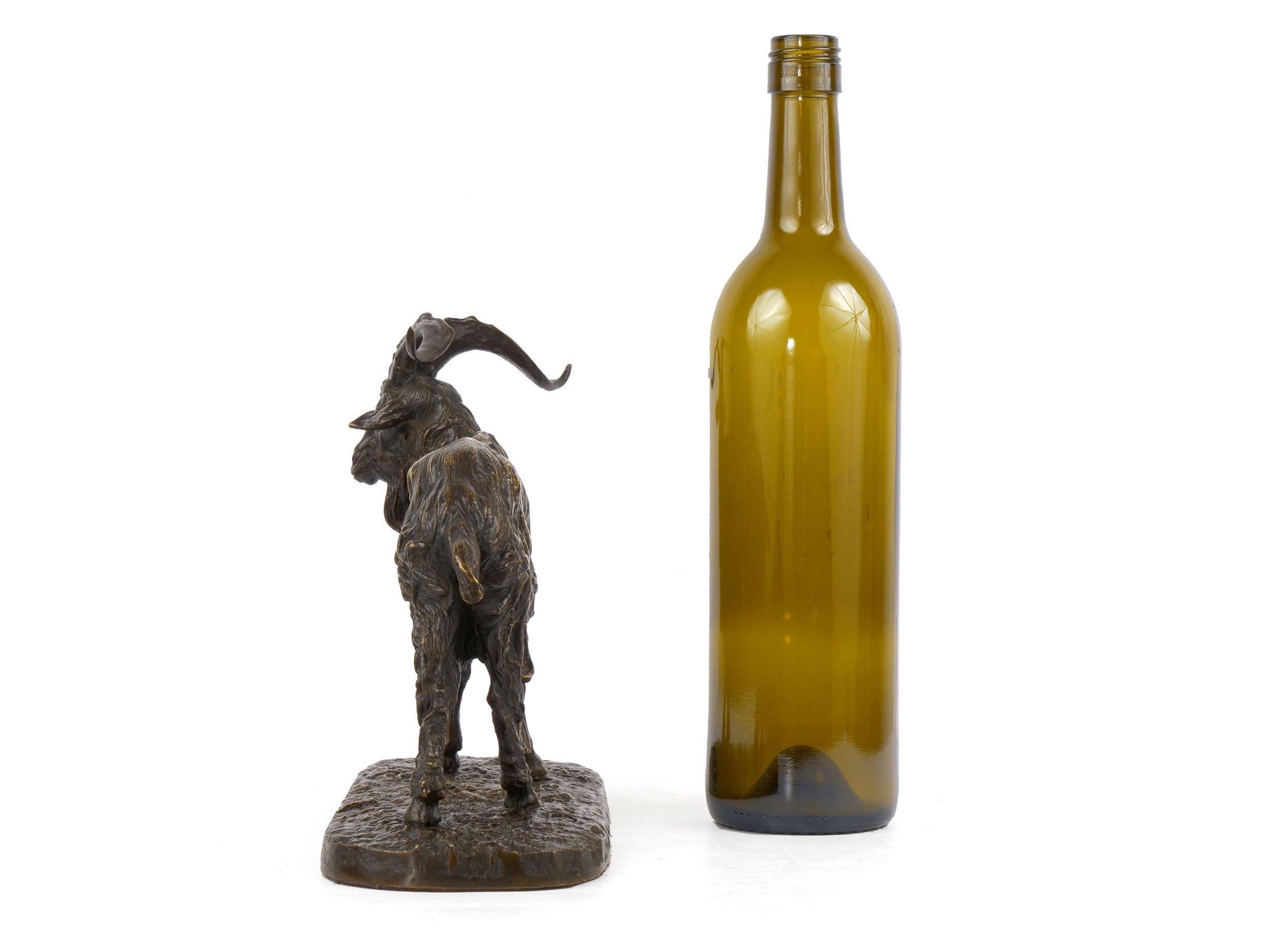 French Antique Bronze Sculpture “Le Bouc no. 1” Goat by Pierre Jules Mene 1