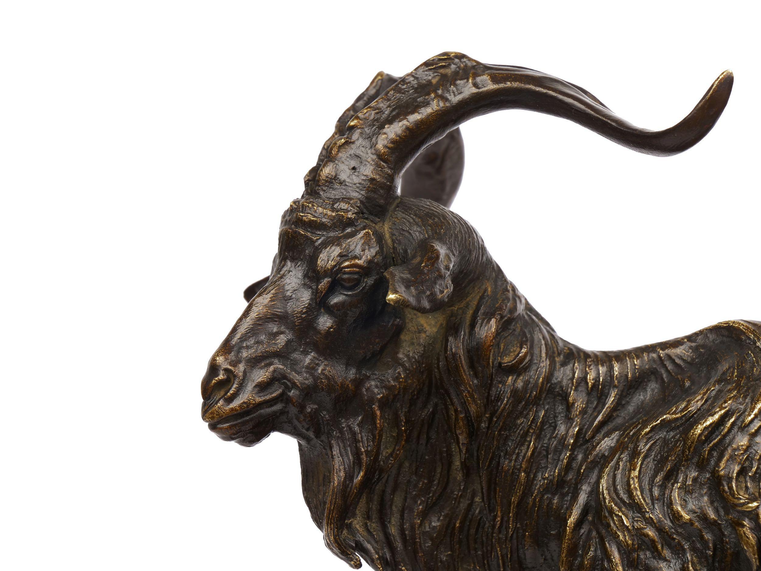 French Antique Bronze Sculpture “Le Bouc no. 1” Goat by Pierre Jules Mene 2