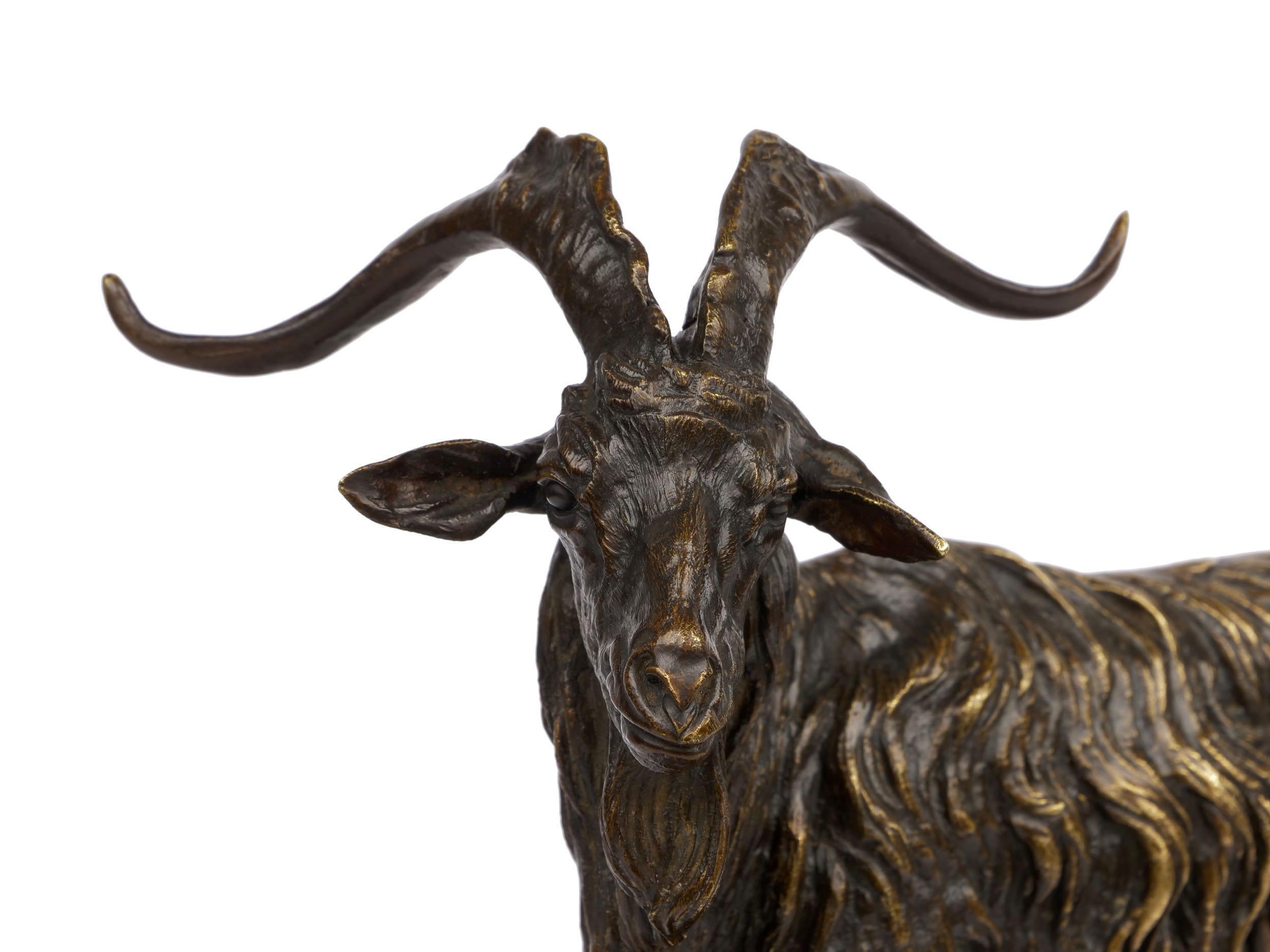 French Antique Bronze Sculpture “Le Bouc no. 1” Goat by Pierre Jules Mene 5