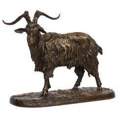 French Antique Bronze Sculpture “Le Bouc no. 1” Goat by Pierre Jules Mene
