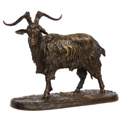 French Antique Bronze Sculpture “Le Bouc no. 1” Goat by Pierre Jules Mene
