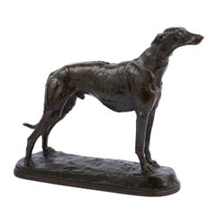 French Antique Bronze Sculpture of a Greyhound Dog by Emmanuel Fremiet