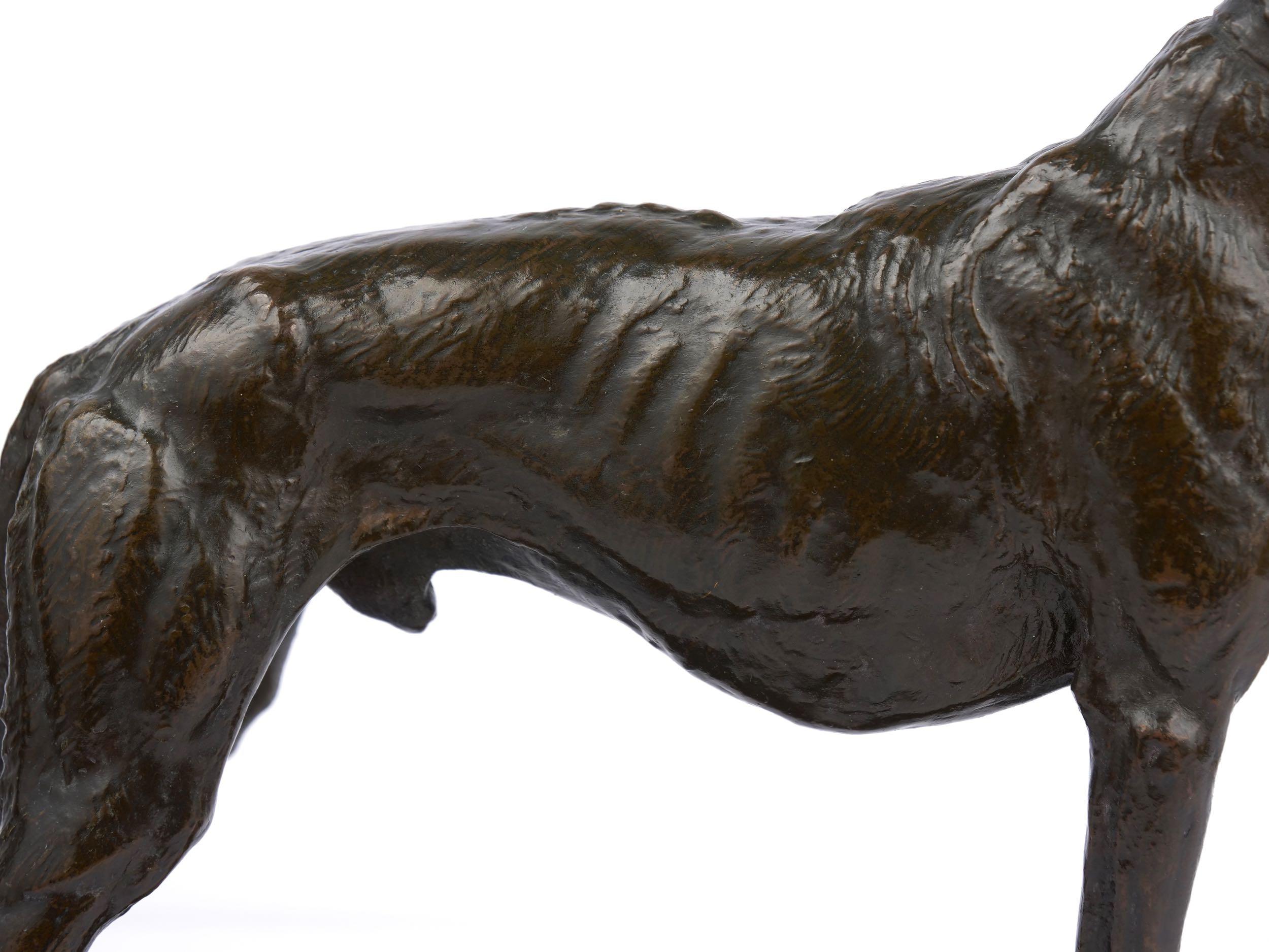 French Antique Bronze Sculpture of a Greyhound Dog by Emmanuel Fremiet In Good Condition In Shippensburg, PA