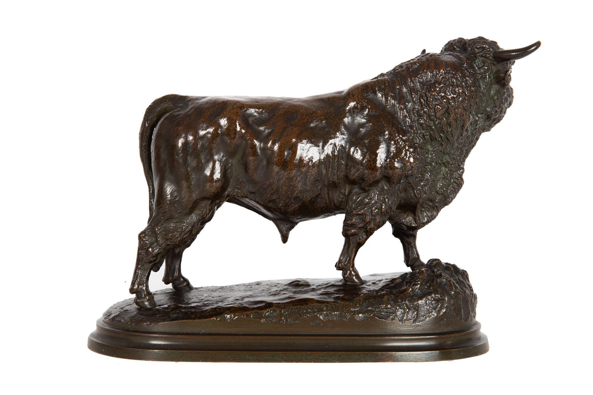 Französische, antike Bronzeskulptur des Aberdeen Angus-Schwiegers von Isidore Bonheur (Romantik) im Angebot