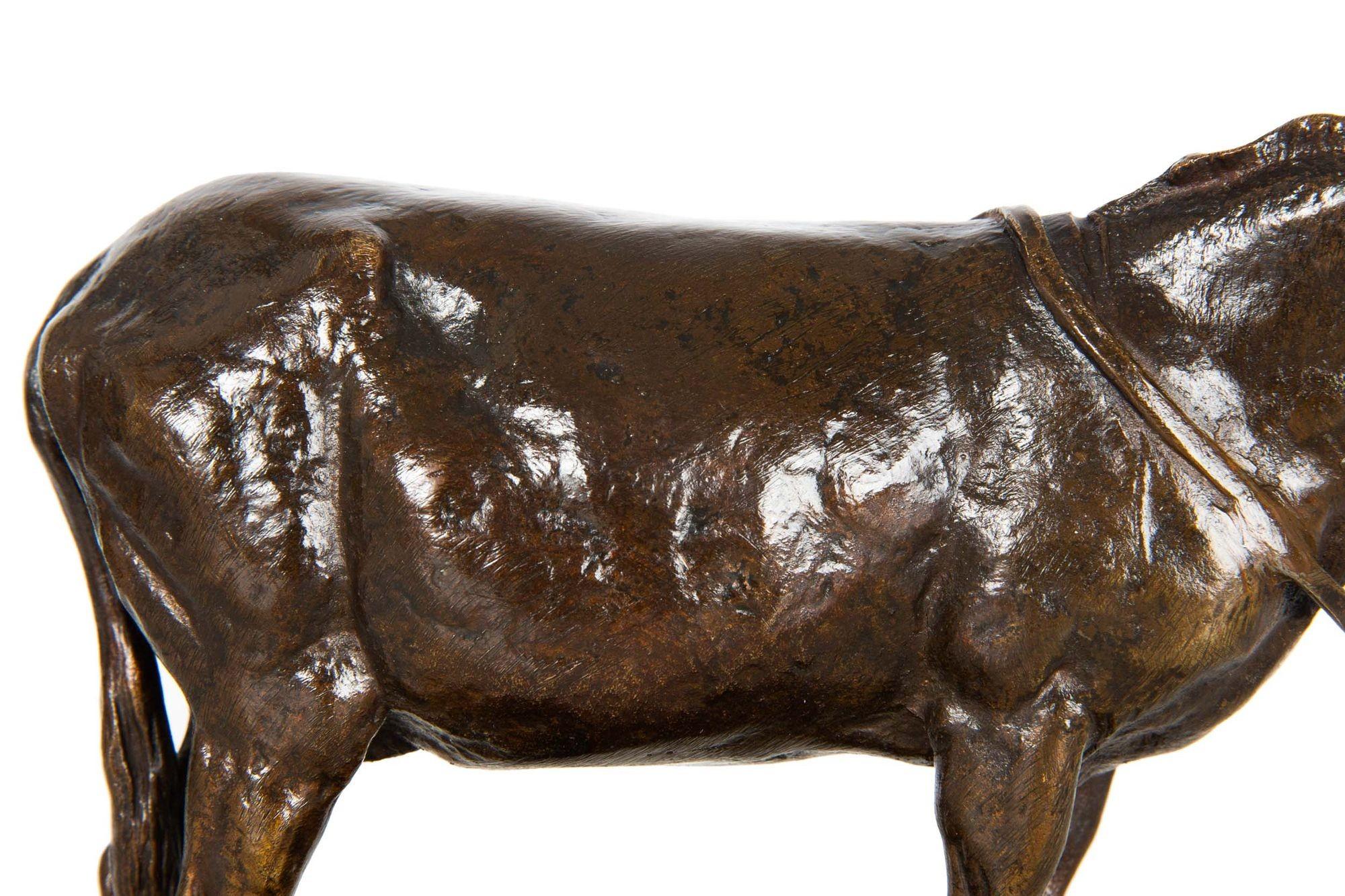 French Antique Bronze Sculpture of “African Donkey” by Auguste Cain 5