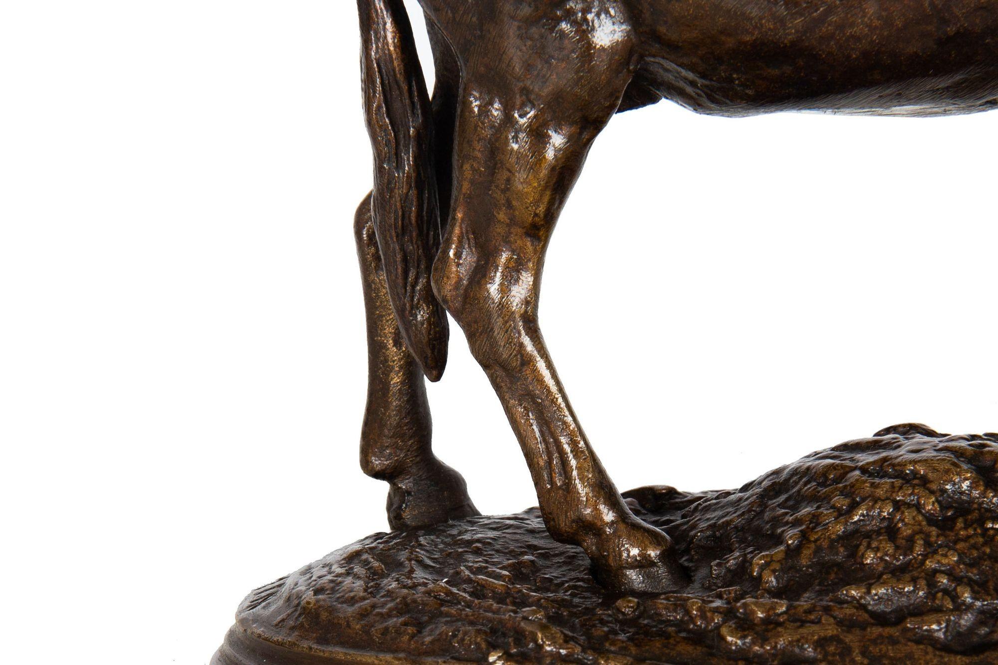 French Antique Bronze Sculpture of “African Donkey” by Auguste Cain 6