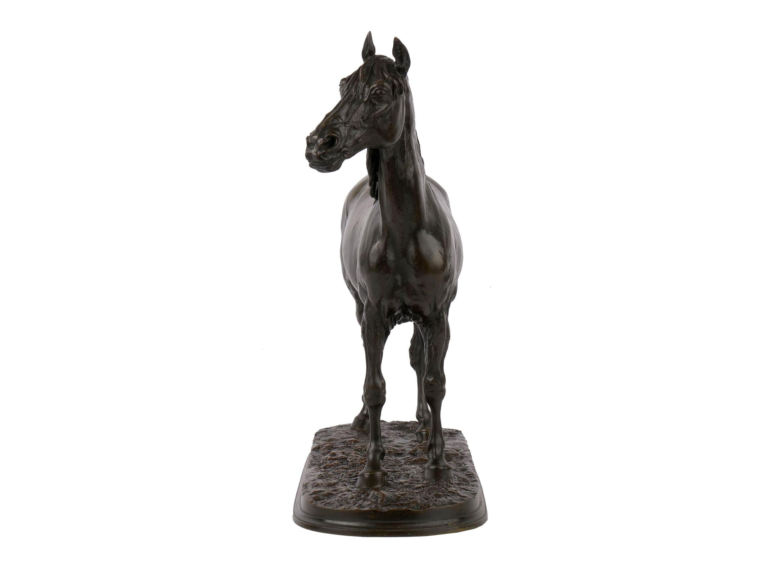 French Antique Bronze Sculpture of Arabian Stallion “Ibrahim” after Pierre Jules In Good Condition In Shippensburg, PA