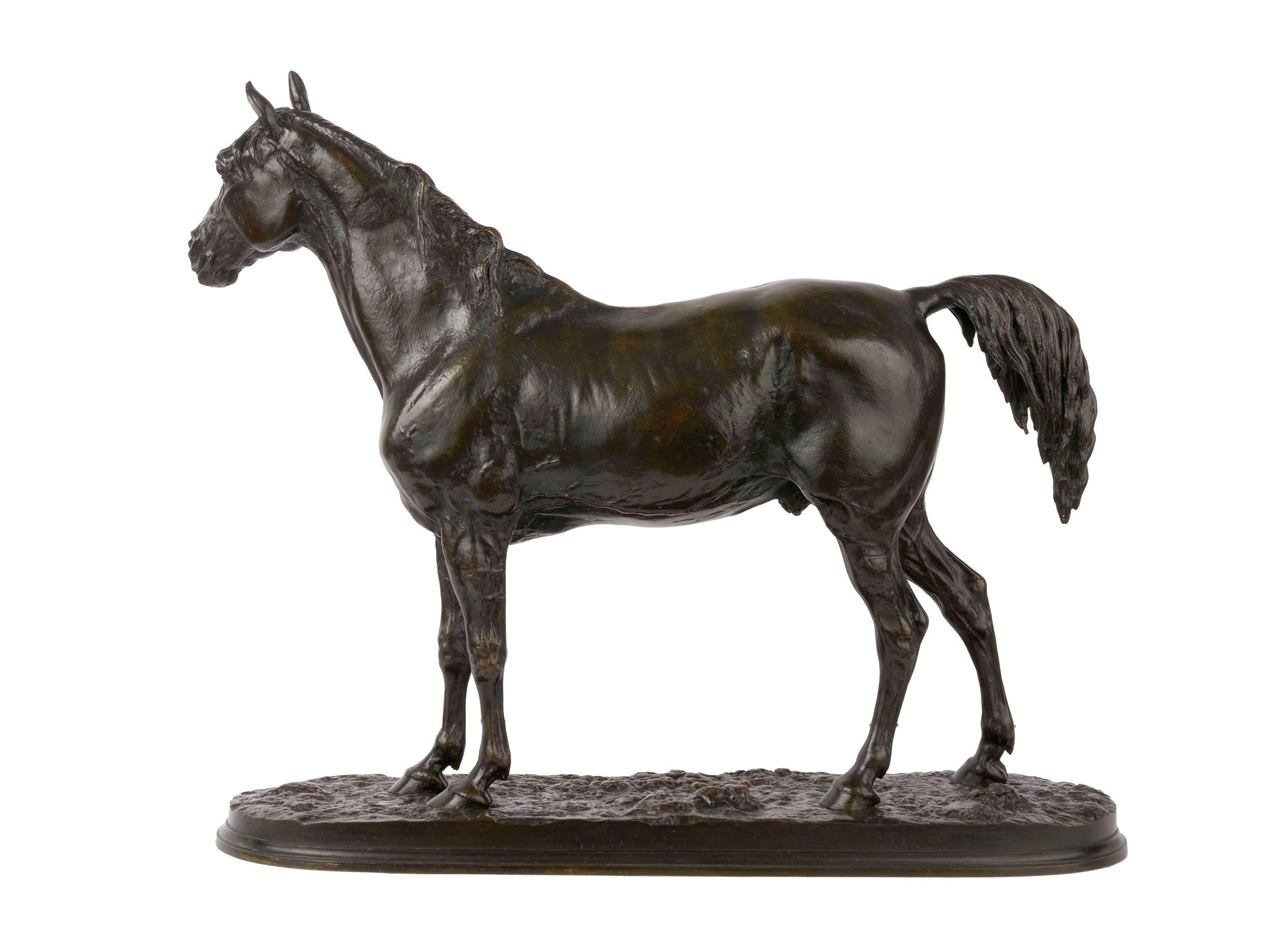19th Century French Antique Bronze Sculpture of Arabian Stallion “Ibrahim” after Pierre Jules