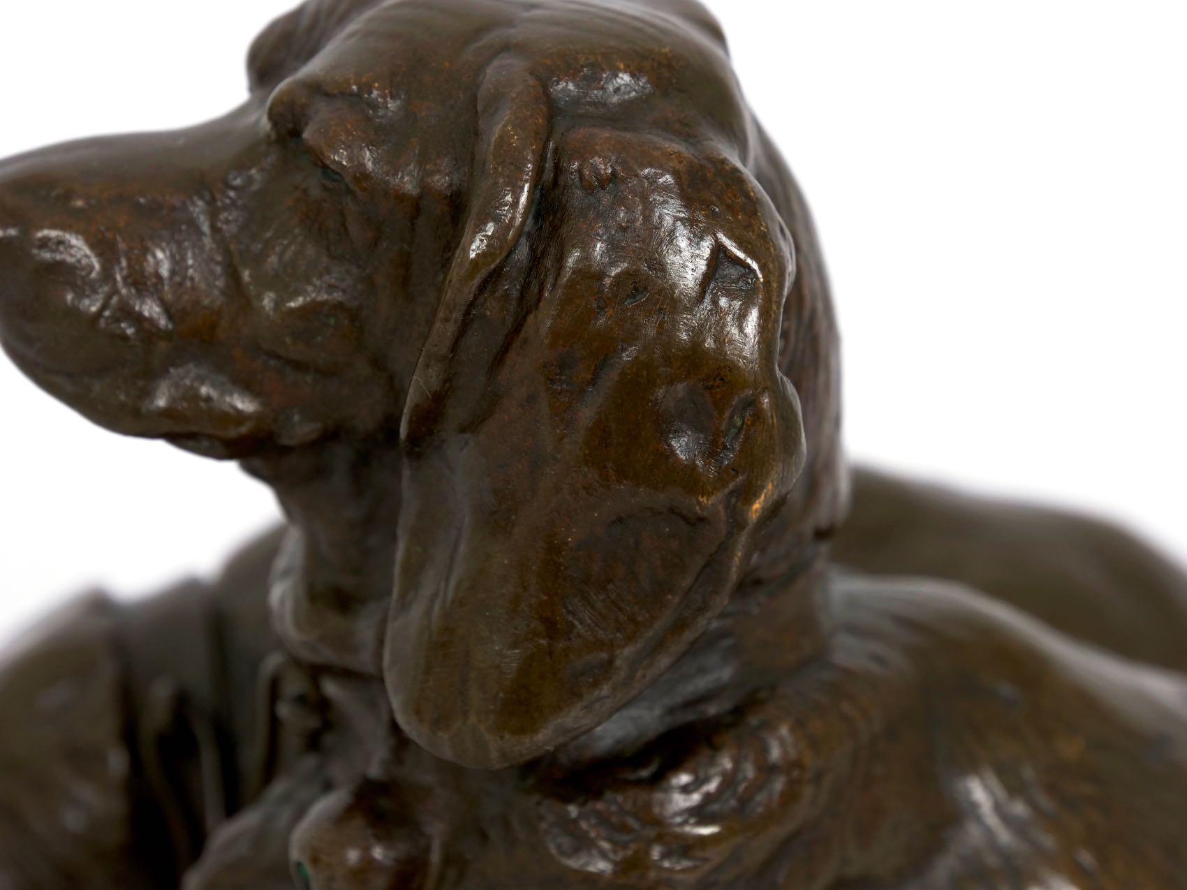 French Antique Bronze Sculpture of Basset Hounds by E. Fremiet & Barbedienne 7