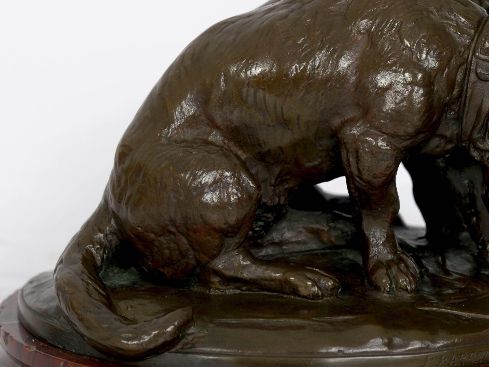 French Antique Bronze Sculpture of Basset Hounds by E. Fremiet & Barbedienne 14