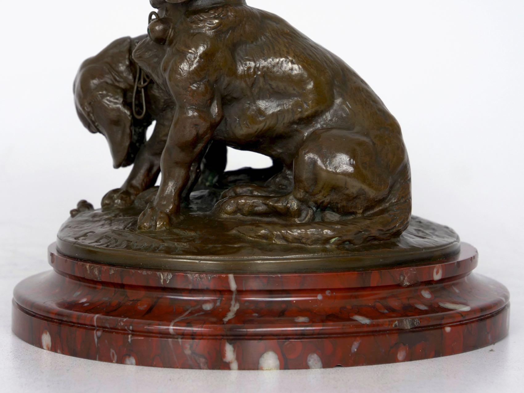 French Antique Bronze Sculpture of Basset Hounds by E. Fremiet & Barbedienne 4